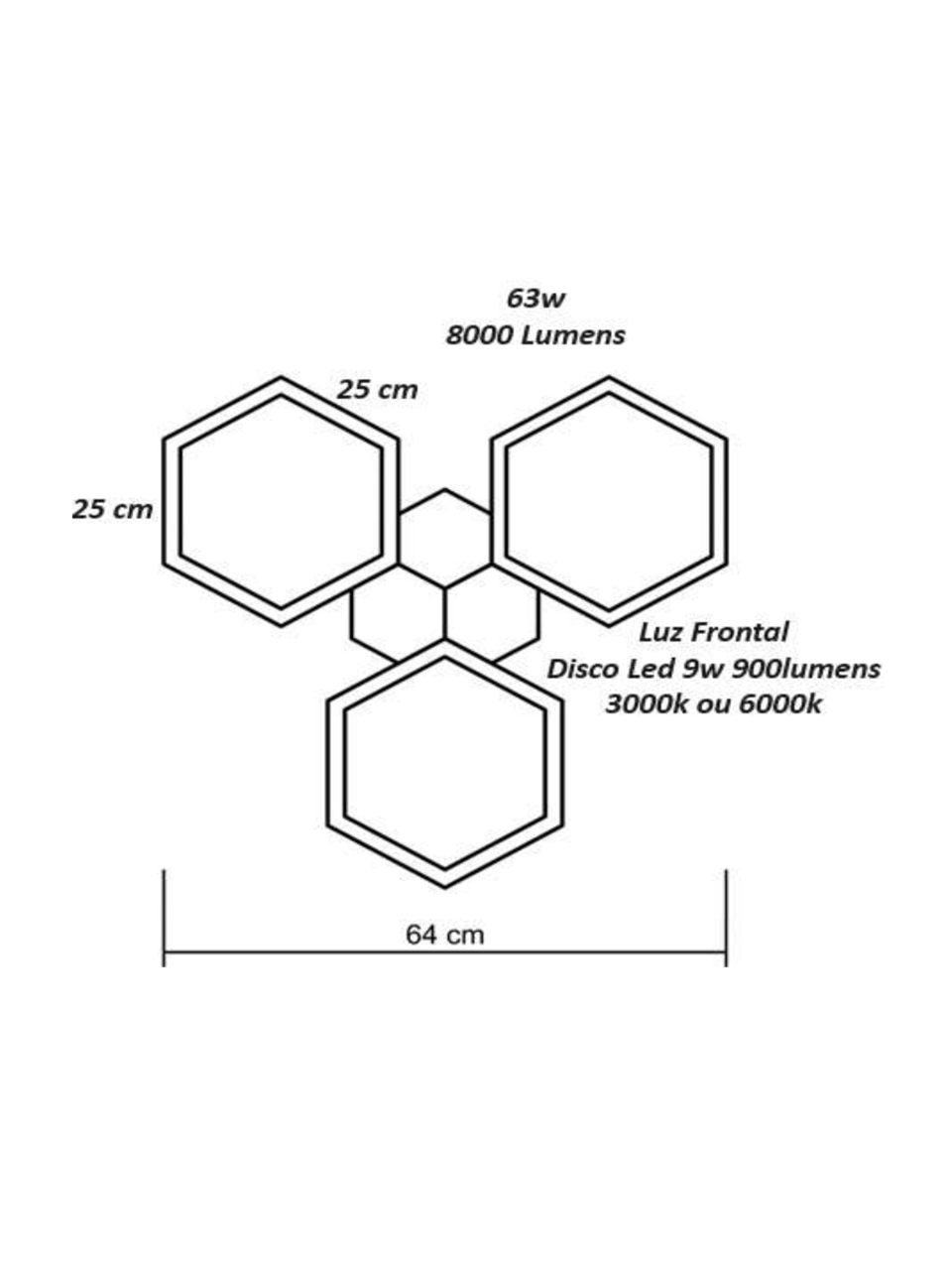 Plafon de Sobrepor Hexágono LED 42W - Estilo Escandinavo